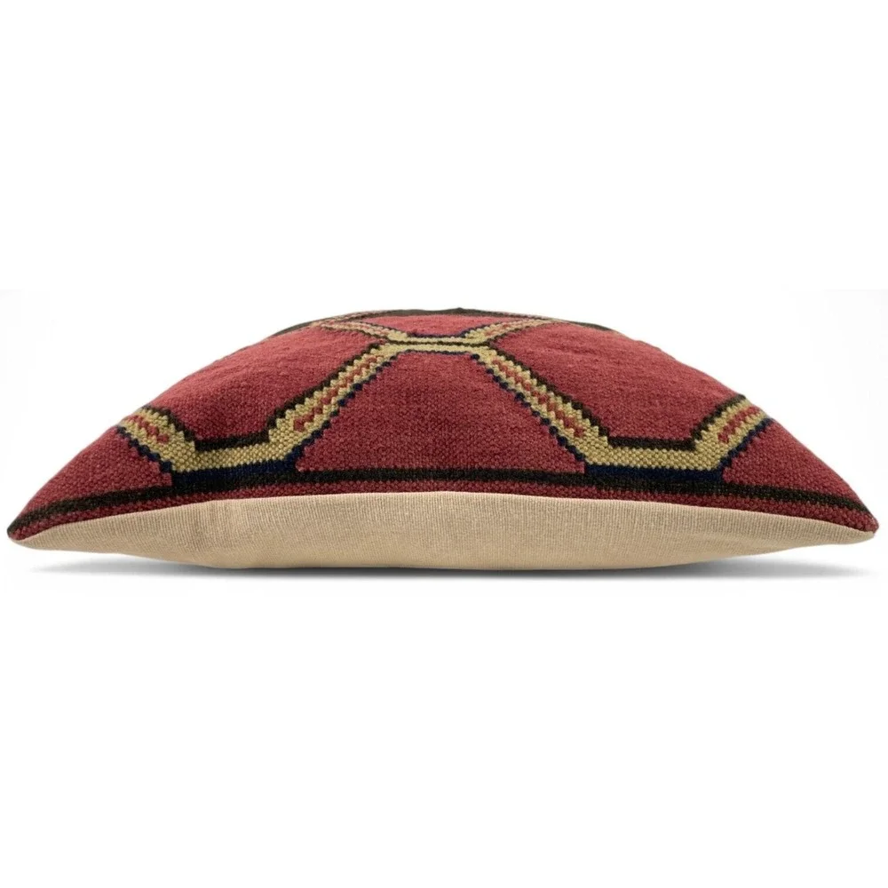 Pottery Barn Kindu Kilim Pillow Brown Red Wool Southwestern Tribal 18x18 New